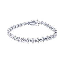 Load image into Gallery viewer, Sterling Silver Rhodium Plated Star Clear CZ Tennis Bracelet