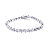 Sterling Silver Rhodium Plated Star Clear CZ Tennis Bracelet