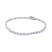 Load image into Gallery viewer, Sterling Silver Rhodium Plated Round Clear CZ Tennis Bracelet
