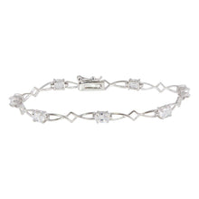 Load image into Gallery viewer, Sterling Silver Rhodium Plated Clear CZ Open Link Bracelet