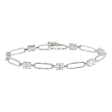 Load image into Gallery viewer, Sterling Silver Rhodium Plated Clear CZ Large Link Bracelet