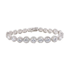 Load image into Gallery viewer, Sterling Silver Rhodium Plated Clear CZ Cluster Bracelet