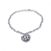 Load image into Gallery viewer, Sterling Silver Rhodium Plated Clear CZ Heart Charm Bracelet