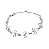 Sterling Silver Rhodium Plated Open Cross Link Bracelet