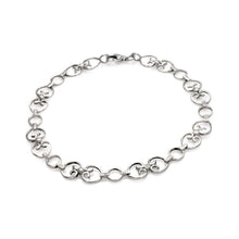 Load image into Gallery viewer, Sterling Silver Rhodium Plated Open Heart Clear CZ Link Bracelet