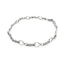 Load image into Gallery viewer, Sterling Silver Rhodium Plated Open Heart Link Bracelet