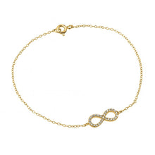 Load image into Gallery viewer, Sterling Silver Gold Plated Infinity Clear CZ Bracelet