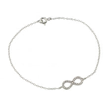 Load image into Gallery viewer, Sterling Silver Rhodium Plated Infinity Clear CZ Bracelet