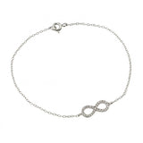 Sterling Silver Rhodium Plated Infinity Clear CZ Bracelet