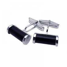 Load image into Gallery viewer, Sterling Silver Rhodium Plated Black Onyx Cufflinks