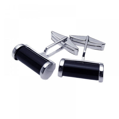 Sterling Silver Rhodium Plated Black Onyx Cufflinks
