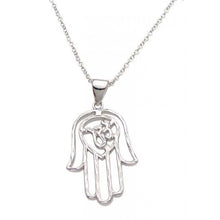 Load image into Gallery viewer, Sterling Silver Rhodium Plated Hamsa Pendant Necklace