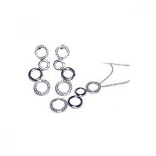 Load image into Gallery viewer, Sterling Silver Rhodium Plated Multiple Graduated Open Circle CZ Earring and Necklace Set