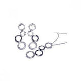 Sterling Silver Rhodium Plated Multiple Graduated Open Circle CZ Earring and Necklace Set