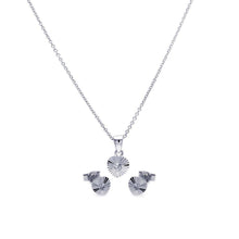 Load image into Gallery viewer, Sterling Silver Rhodium Plated Heart CZ Stud Earring and Necklace Set