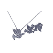 Load image into Gallery viewer, Sterling Silver Rhodium Plated Dove CZ Stud Earring and Necklace Set