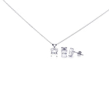 Load image into Gallery viewer, Sterling Silver Rhodium Plated Butterfly shape CZ Stud Earring and Necklace Set