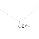 Sterling Silver Rhodium Plated Open Teardrop CZ Stud Earring and Necklace Set