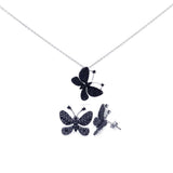 Sterling Silver Gold and Rhodium Plated Circle CZ Stud Earring and Necklace Set