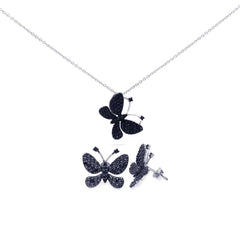 Sterling Silver Gold and Rhodium Plated Circle CZ Stud Earring and Necklace Set