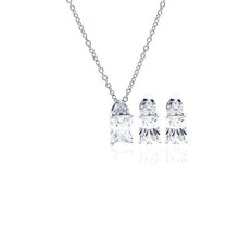 Load image into Gallery viewer, Sterling Silver Rhodium Plated Princess Cut CZ Stud Earring and Necklace Set