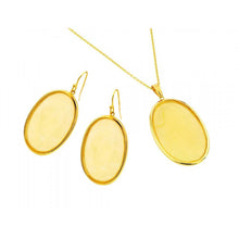 Load image into Gallery viewer, Sterling Silver Gold Plated Oval Dangling Hook Earring and Necklace Set