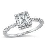 Sterling Silver CZ Ring - Radiant Cut
