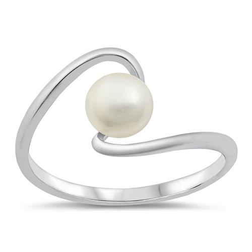Silver CZ Freshwater Wave Pearl Ring