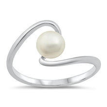 Load image into Gallery viewer, Silver CZ Freshwater Pearl Ring