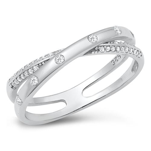 Sterling Silver CZ Ring - Criss Cross