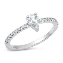 Load image into Gallery viewer, Silver CZ Pear Solitaire Ring