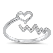 Load image into Gallery viewer, Silver CZ Ring - Heart Line