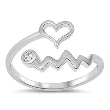 Load image into Gallery viewer, Silver CZ Ring - Heart Line