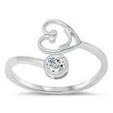 Silver CZ Ring - Smiley Heart