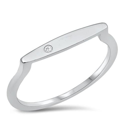 Sterling Silver CZ Ring Thin Bar