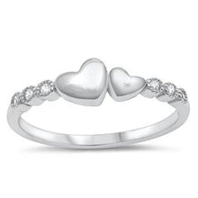 Load image into Gallery viewer, Sterling Silver CZ Ring - Two Hearts