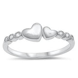 Sterling Silver CZ Ring - Two Hearts