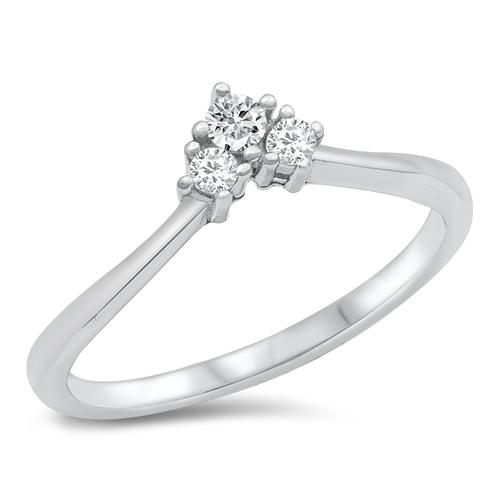 Sterling Silver CZ Ring - Geometric Heart