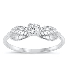 Load image into Gallery viewer, Sterling Silver Rhodium Plated Wings Clear CZ Ring