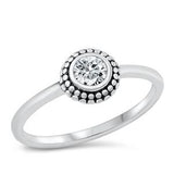 Sterling Silver Bali Solitaire CZ Ring