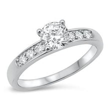 Load image into Gallery viewer, Sterling Silver 5mm Round CZ Engagement Ring, Band Width 3mm