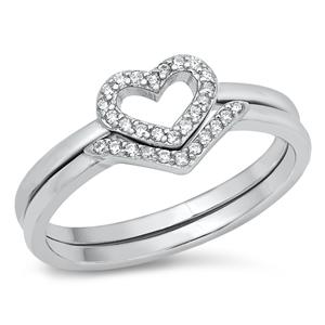 Sterling Silver Heart CZ Ring