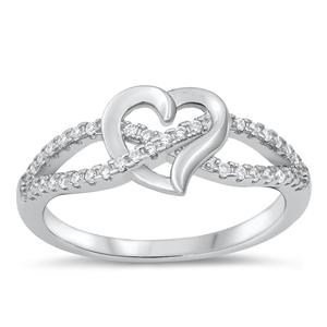 Sterling Silver 8mm CZ Open Heart Infinity Ring