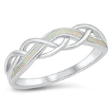 Sterling Silver Lab Opal Criss Cross Ring