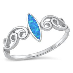 Sterling Silver Marquise Lab Opal Ring