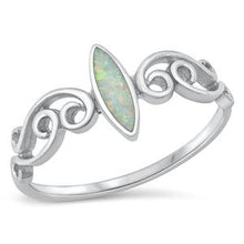 Load image into Gallery viewer, Sterling Silver Marquise Lab Opal Ring