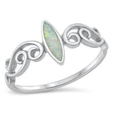 Sterling Silver Marquise Lab Opal Ring