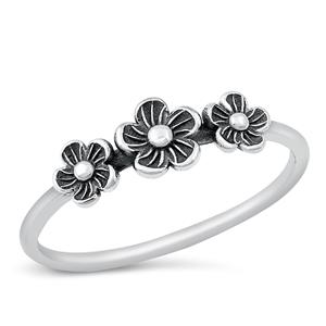 Sterling Silver Flowers Start Ring