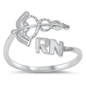 Sterling Silver Caduceus RN Ring