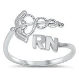 Sterling Silver Caduceus RN Ring